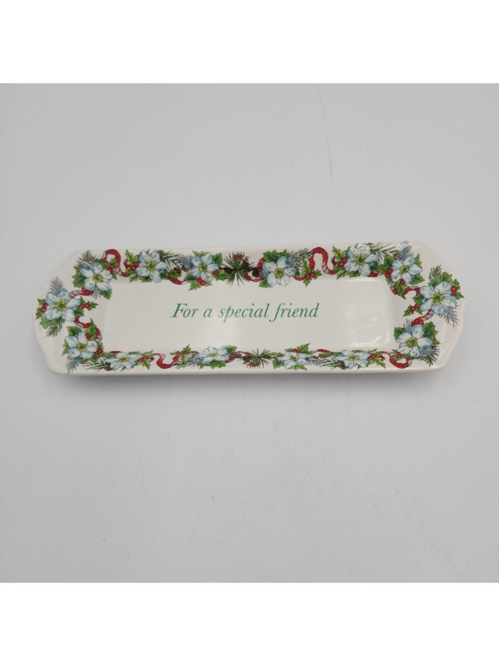 SPODE Christmas FOR A SPECIAL FRIEND Candy Trinket Soap Dish Ceramic 9x3"